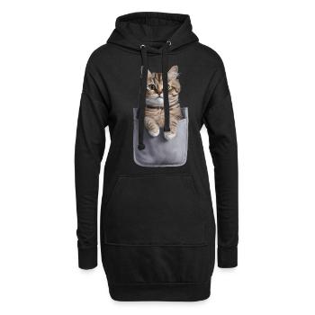 Ragdoll-Katze in der Tasche Geschenk - Hoodie-Kleid - Schwarz - Vorne