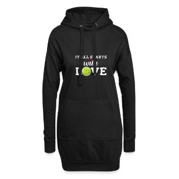 Mit Liebe fängt alles an - Hoodie-Kleid - Schwarz - Vorne