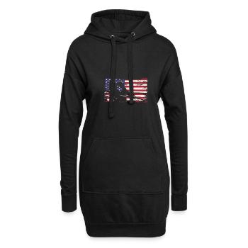 Amerikanische Flagge mit Billardspieler - Hoodie-Kleid - Schwarz - Vorne