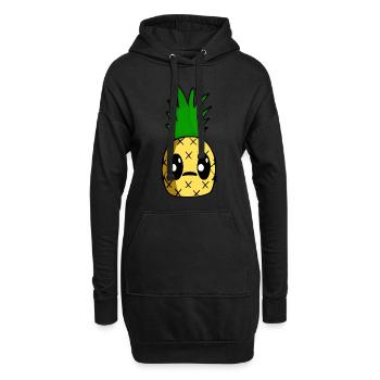 Ananas Kawaii - Sweat-shirt à capuche long Femme - noir - Devant