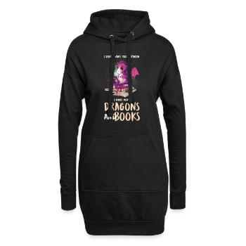 Drache Drache und Buch Drachenliebhaber Geschenk - Hoodie-Kleid - Schwarz - Vorne