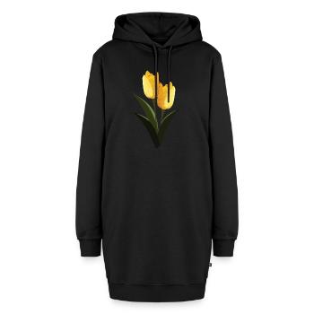 Tulpen Gelb - Hoodie-Kleid - Schwarz - Vorne - AI Model Female 172 light (172cm)