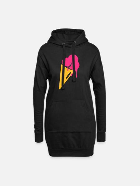 glace, crème glacée, gaufres, enfants, été, soleil - Sweat-shirt à capuche long Femme - noir