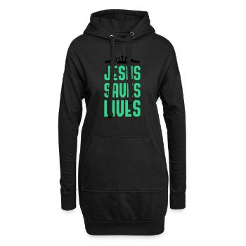 Jésus sauve des vies - Sweat-shirt à capuche long Femme - noir - Devant