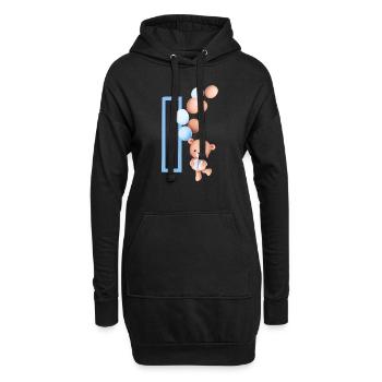 Blauer Buchstabe i Bär - Hoodie-Kleid - Schwarz - Vorne