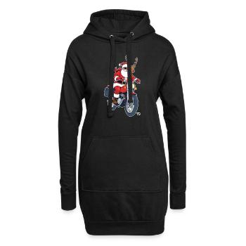 Santa auf Motorrad - Hoodie-Kleid - Schwarz - Vorne