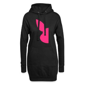 Hälfte Silhouette Gesicht Hase - Hoodie-Kleid - Schwarz - Vorne