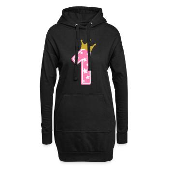 1 Krone 1. Geburtstag 1 Jahr - Hoodie-Kleid - Schwarz - Vorne