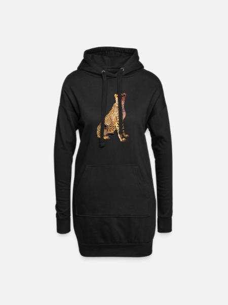 Gepardenporträt Goldene Flecken - Hoodie-Kleid - Schwarz