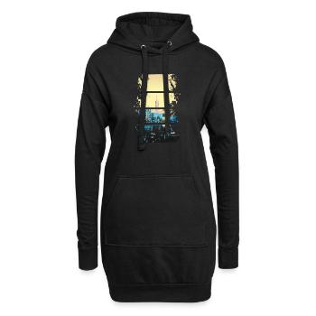 Silhouette NYC en teintes néon - Sweat-shirt à capuche long Femme - noir - Devant
