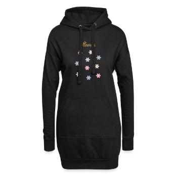 Pastell-Blütenzauber: Elegantes Blumen-Design - Hoodie-Kleid - Schwarz - Vorne