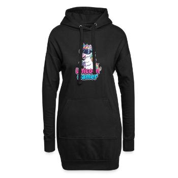 Unicorn Gamer VR Edition - Hoodie-Kleid - Schwarz - Vorne