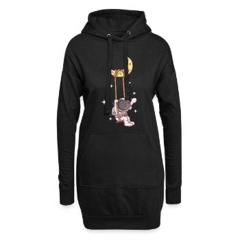 Astronautenschaukel auf der Mondsichel - Hoodie-Kleid - Schwarz - Vorne