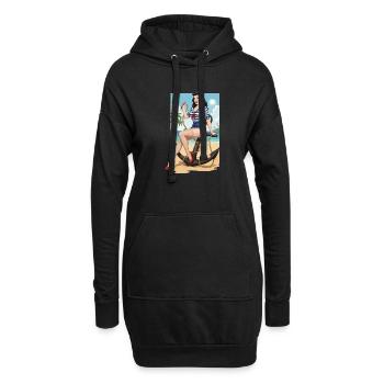 Pin-up de marin de plage - Sweat-shirt à capuche long Femme - noir - Devant