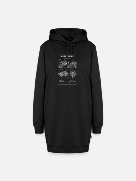 Oliver Traktor Blueprint Patent-Artwork - Hoodie-Kleid - Schwarz