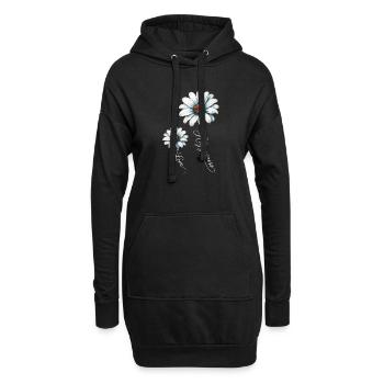 Marguerites Bleues Bonheur et Amour - Sweat-shirt à capuche long Femme - noir - Devant