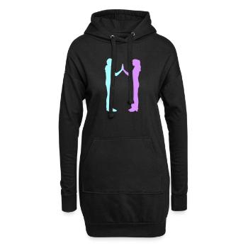 Menschen Gruppe Silhouette Freunde Team Zusammen - Hoodie-Kleid - Schwarz - Vorne