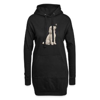 Pudel mit Schmetterling Design für Tierliebhaber - Hoodie-Kleid - Schwarz - Vorne