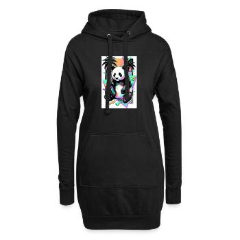 panda - Sweat-shirt à capuche long Femme - noir - Devant