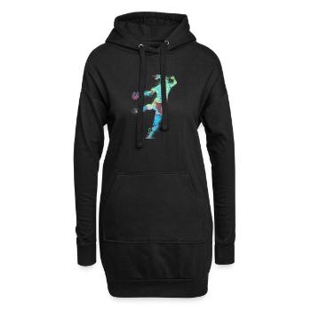 Handball, handballerin, Beachhandball,Graffiti - Hoodie-Kleid - Schwarz - Vorne