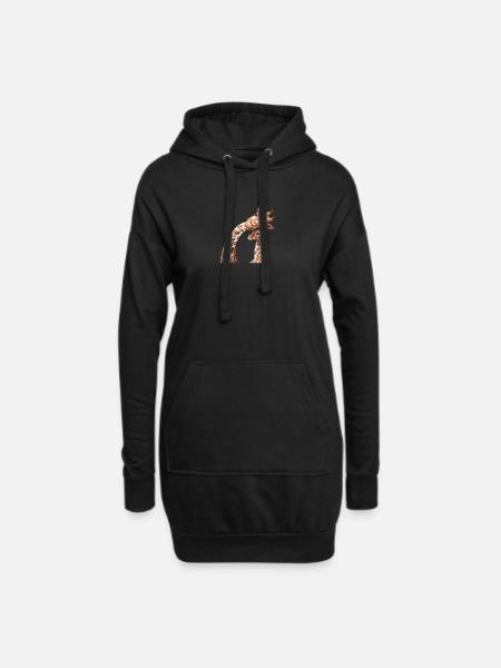Mutter und Tierbabys Aquarell Giraffe Mutter - Hoodie-Kleid - Schwarz