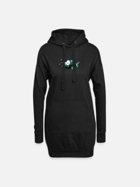 poisson - Sweat-shirt à capuche long Femme - noir
