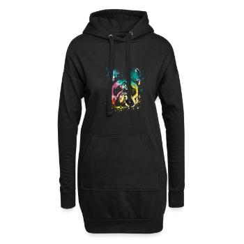 colorful splash art dog lover French bulldog - Hoodie-Kleid - Schwarz - Vorne