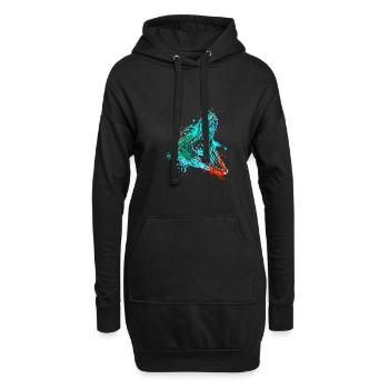 Splash art Marine Dinosaur mosasaurus tête - Sweat-shirt à capuche long Femme - noir - Devant