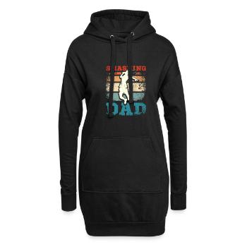 Fête des pères Smashing badminton papa - Sweat-shirt à capuche long Femme - noir - Devant