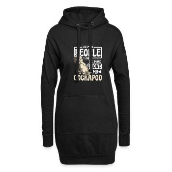Plus je rencontrais de gens, plus j’aimais mon cockapoo - Sweat-shirt à capuche long Femme - noir - Devant