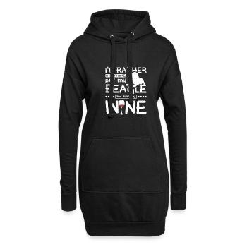 Caresser mon beagle et boire du vin - Sweat-shirt à capuche long Femme - noir - Devant