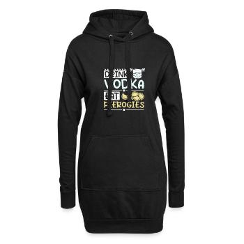 Boire de la vodka, manger des pierogies - Sweat-shirt à capuche long Femme - noir - Devant