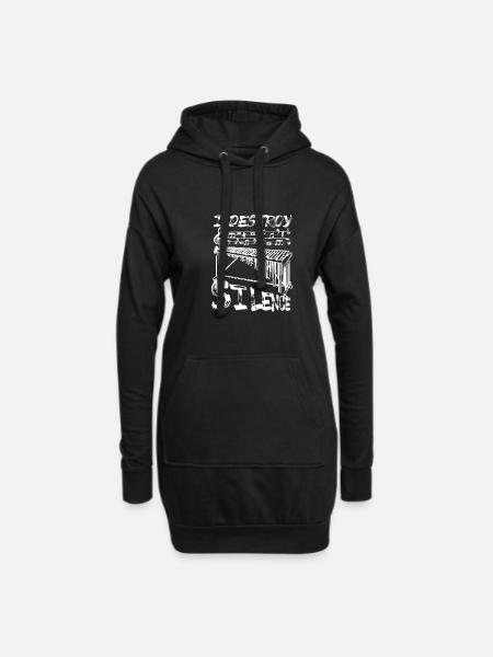 I destroy silence play marimba - Hoodie-Kleid - Schwarz