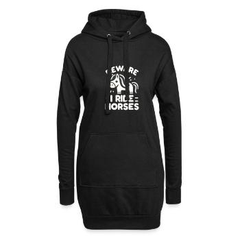Vorsicht, ich reite Pferde - Hoodie-Kleid - Schwarz - Vorne