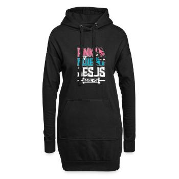 Pink or blue jesus loves you - Hoodie-Kleid - Schwarz - Vorne