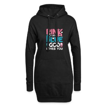 Pink or blue god loves you - Hoodie-Kleid - Schwarz - Vorne