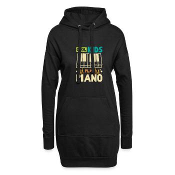 Enfants Cool kids joue du piano - Sweat-shirt à capuche long Femme - noir - Devant