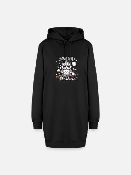 Schlaflos, aber fabelhaft - Hoodie-Kleid - Schwarz