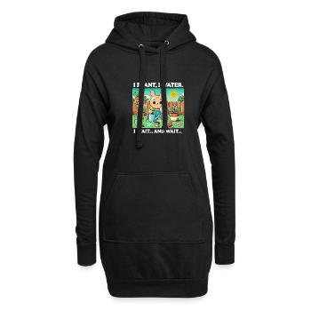 Ich pflanze, ich gieße, ich warte und warte - Hoodie-Kleid - Schwarz - Vorne