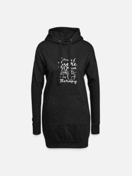 Playing Snare drum is my therapy - Hoodie-Kleid - Schwarz