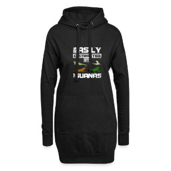 Easily distracted by Iguanas - Hoodie-Kleid - Schwarz - Vorne
