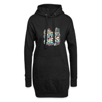Coole Kinder spielen Schach - Hoodie-Kleid - Schwarz - Vorne