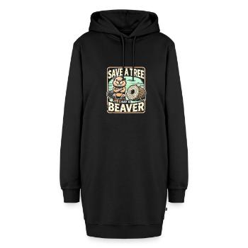 Rettet einen Baum, esst einen Biber - Hoodie-Kleid - Schwarz - Vorne