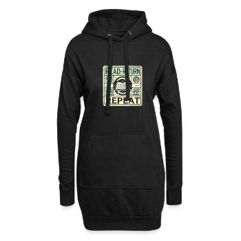 Lesen Zurück Wiederholen - Hoodie-Kleid - Schwarz - Vorne