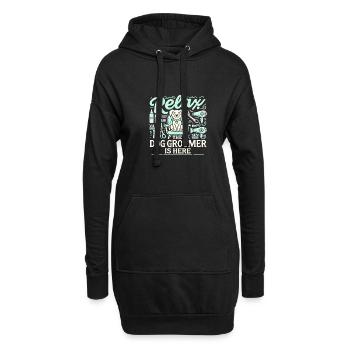 Entspannen Sie sich Der Hundefriseur ist da - Hoodie-Kleid - Schwarz - Vorne