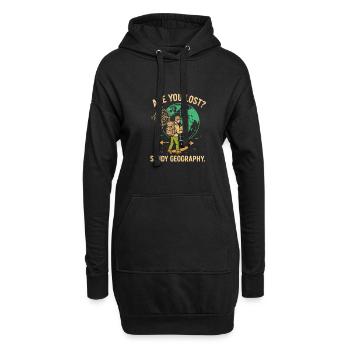 Haben Sie sich verlaufen? Geographie studieren - Hoodie-Kleid - Schwarz - Vorne