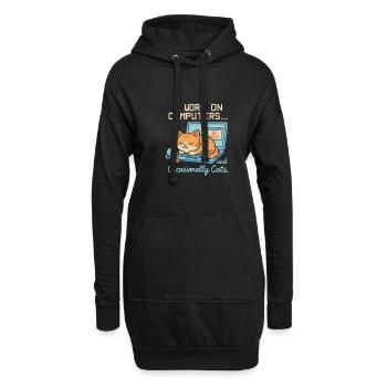 Ich arbeite an Computern und gelegentlich an - Hoodie-Kleid - Schwarz - Vorne