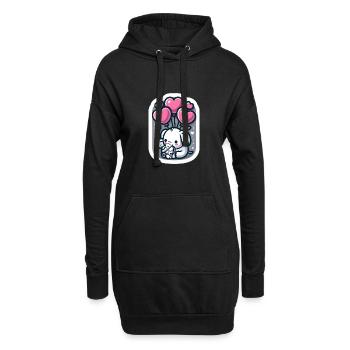 Süsses Elefantenbaby mit Herz Ballon Elefantenmama - Hoodie-Kleid - Schwarz - Vorne