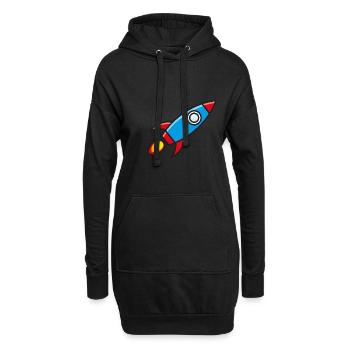 Dessin animé de vaisseau spatial de fusée - Sweat-shirt à capuche long Femme - noir - Devant
