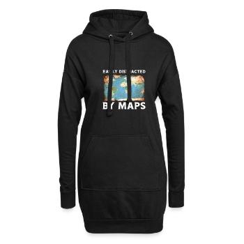 Leicht ablenkbar durch Karten - Hoodie-Kleid - Schwarz - Vorne